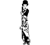 vinilo decorativo "Charles Chaplin, The Kid". Color a elegir (M - 110x30cm (pegar derecha), Negro)
