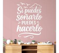 Vinilo Decorativo con Frase Inspiradora "Si Puedes Soñarlo Puedes Hacerlo", Pegatina Motivacional para Hogar, Oficina o Estudio, Adhesivo de Pared con Mensaje Positivo (Blanco, 40 x 30 cm)