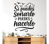 Vinilo Decorativo con Frase Inspiradora "Si Puedes Soñarlo Puedes Hacerlo", Pegatina Motivacional para Hogar, Oficina o Estudio, Adhesivo de Pared con Mensaje Positivo (Negro, 40 x 30 cm)