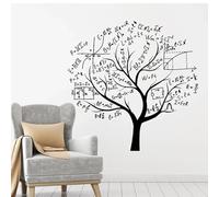 Vinilo decorativo de pared con diseño de árbol matemático para habitaciones de adolescentes, símbolos escolares relacionados con el cerebro, aulas de matemáticas, dormitorios, pegatinas artísticas