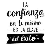 Vinilo Decorativo de Pared con Frase Motivacional en Español "La Confianza en Ti Mismo es la Clave del Éxito", Pegatina Adhesiva Ideal para Hogar (Negro, 21 x 20 cm)