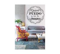 Vinilo Decorativo Frases Pared Salón Quiero y Puedo | Varias Medidas 100x100cm | Pegatina Adhesiva Decorativa de Diseño Elegante