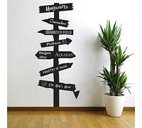 Vinilo decorativo para la pared, diseño de señal de carretera inspirada Harry Potter, vinilo, negro, 30"h x13"w