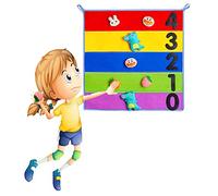 Vinilo decorativo para niños de alto salto de entrenamiento, juego de salto alto para interiores con 10 muñecas de peluche, 8 bolas adhesivas y 2 ganchos (tamaño: 50 x 50 cm) ()