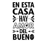 Vinilo Decorativo para Pared "En Esta Casa Hay Amor del Bueno", Pegatina Adhesiva con Frase Inspiradora para Decorar Salón, Dormitorio o Recibidor (Negro, 29 x 16 cm)