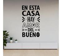 Vinilo Decorativo para Pared "En Esta Casa Hay Amor del Bueno", Pegatina Adhesiva con Frase Inspiradora para Decorar Salón, Dormitorio o Recibidor (Negro, 60 x 34 cm)