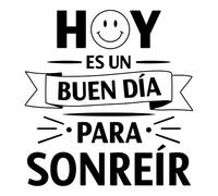 Vinilo Decorativo para Pared Frase Motivadora "Hoy Es Un Buen Día Para Sonreír", Pegatina Adhesiva Moderna, Decoración para Salón y Dormitorio (Negro, 21 x 20 cm)