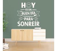 Vinilo Decorativo para Pared Frase Motivadora "Hoy Es Un Buen Día Para Sonreír", Pegatina Adhesiva Moderna, Decoración para Salón y Dormitorio (Blanco, 60 x 57 cm)