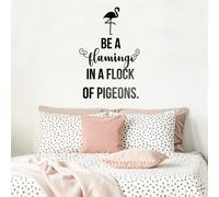 Vinilo decorativo para pared - S un flamenco entre palomas - 58 x 38 cm - Inspiraci n femenina, positiva, para el hogar, apartamento, sala de ju