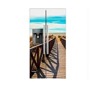 Vinilo Frigorífico Americano Puente Madera Playa | 91X179cm | Varias Medidas | Pegatinas de Nevera Económicas y Elegantes | Vinilo Nevera