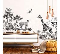 Vinilo infantil - Decoración de la habitación del bebé - Vinilo infantil - Vinilo decorativo Animales de la sabana - Vinilo decorativo Animales gigantes - Al 135 x An 120 cm