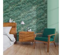 Vinilo Mármol Papel Pintado Verde/Oro Elle Decoración Mystic Spell 10447-19