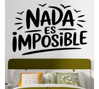 Vinilo Motivacional con Frase Inspiradora "Nada Es Imposible", Pegatina Decorativa para Hogar, Oficina o Gimnasio, Adhesivo de Pared con Mensaje de Superación y Energía Positiva (Negro, 100 x 69 cm)