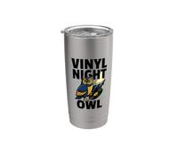 Vinilo Night Owl Humor Fan Music Record Collector Vaso térmico de acero inoxidable de doble pared