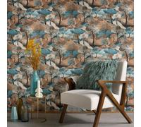 Vinilo Papel Pintado Texturizado Gentil Paisaje Árboles Verde/Azul Erismann