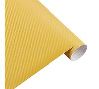 Vinilo Para Coche Película de vinilo fibra carbono 3D 50 cm ancho, pegatinas for coche, impermeables, for bricolaje, for , motocicleta, accesorios for envolver el estilo del(Yellow,2m x 50cm)