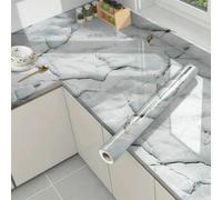 Vinilo para encimera de cocina mármol floral dorado azul grisáceo 40*300cm | Papel pintado de cocina autoadhesivo resistente al aceite con textura de granito
