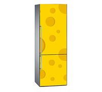 Vinilo para Frigorífico Circulos Fondo Amarillo 185 x 60 cm | Adhesivo Resistente y de Fácil Aplicación | Pegatina Adhesiva Decorativa de Diseño Elegante