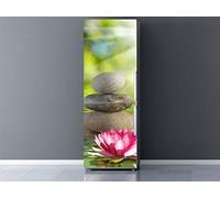 Vinilo para Frigorífico Piedras y Flor de Loto 60x185cm | Adhesivo Resistente y Económico | Pegatina Adhesiva Decorativa de Diseño Elegante