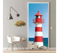 Vinilo para Puerta 3D Tema Náutico, Pegatina Mural Atalaya, Autoadhesiva e Impermeable, Decoración Extraíble para Salón y Dormitorio, 2 Piezas (Total 86x200 cm) m.1957