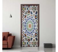 Vinilo para Puertas 3D Adhesivo Fotográfico Pegatina Azulejos de Colores Bohemia Puerta Pegatina Pared Murales Pegatinas Decorativas para Puertas del Dormitorio Sala de Estar Póster 77X200cm -DS2103