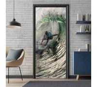 Vinilo para Puertas 3D Adhesivo Fotográfico Pegatina Deporte Surf Puerta Pegatina Pared Murales Pegatinas Decorativas para Puertas Interior del Dormitorio Sala de Estar Póster 86x200cm -DS2066