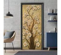 Vinilo para Puertas 3D Adhesivo Fotográfico Pegatina Flores Árbol Artístico Puerta Pegatina Pared Murales Pegatinas Decorativas para Puertas del Dormitorio Sala de Estar Póster 90X200cm -DS2096