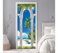 Vinilo para Puertas 3D Adhesivo Fotográfico Pegatina Mar Arco Puerta Pegatina Pared Murales Pegatinas Decorativas para Puertas del Dormitorio Sala de Estar Póster Autoadhesivo 77X200cm -DS1585