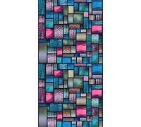 Vinilo para Ventana, Privacidad 3D Película, Película Decorativa Opaca, para Puertas de Cristal Transparente Decorativos Oficina Cocina Y Hogar (45x200 cm, Tela Escocesa Azul púrpura roja)