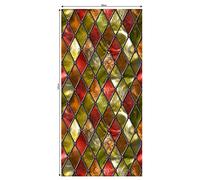 Vinilo para Ventana, Privacidad 3D Película, Película Decorativa Opaca, para Puertas de Cristal Transparente Decorativos Oficina Cocina Y Hogar (45x200 cm, Rombo geométrico de Oro Rojo)