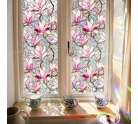 Vinilo para Ventanas Flor Rosa Elegante Vinilo Cristal Anti Calor Protege del Sol, Fácil de Instalar Vinilos Adhesivos para Cristales para Puertas Cristal Bano Cocina 43x200 cm (1 Pcs)