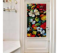 Vinilo para Ventanas Película para Cristales Vinilo Proteger la Privacidad | Luz Suave Extraíble Reutilizable Decoración Dormitorio Salón Sin Adhesivo Fácil de Instalar Flores Rojo Naranja
