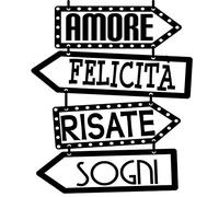 Vinilo pared decorativo, pegatina pared frase en Italiano "AMORE, FELICITÀ" adesivi murali frasi in italiano citazione, decorazione da Muro,Wall Stickers, Art Sticker Decal Mural DC-143-IT