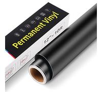 Vinilo Permanente Adhesivo - 30,5 cm x 305 cm Rollo de Vinilo Permanente Impermeable Adhesivo, Vinilo Adhesivo Permanente para Cricut, Silhouette Cameo, Plotter, Decoración (Negro Mate)