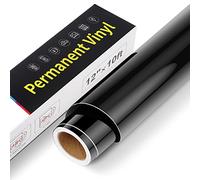 Vinilo Permanente Adhesivo - 30,5 cm x 305 cm Rollo de Vinilo Permanente Impermeable Adhesivo, Vinilo Adhesivo Permanente para Cricut, Silhouette Cameo, Plotter, Decoración (Negro Brillante)