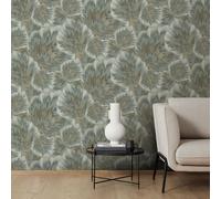 Vinilo Pintado Texturizado Resistente Bliss Floral Verde/Oro Erismann 10402-24