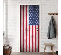 Vinilo Puerta Bandera Americana Vinilos para Puertas Vintage Pegatina Puerta 3D Papel Pintado Puertas Autoadhesivo Mural Para Cocina de Baño Decorativos 100x200 cm A-0384