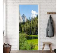 Vinilo Puerta Bosque de Verano Vinilos para Puertas Montañas Pegatina Puerta 3D Papel Pintado Puertas Autoadhesivo Mural Para Cocina de Baño Decorativos 90x210 cm A-0126
