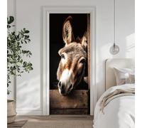 Vinilo Puerta Burro Vinilos para Puertas Animales Pegatina Puerta 3D Papel Pintado Puertas Autoadhesivo Mural Para Cocina de Baño Decorativos 95x215 cm A-4840