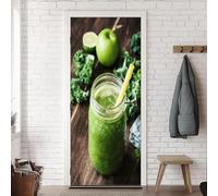 Vinilo Puerta Jugo Vinilos para Puertas Tienda de Bebidas Pegatina Puerta 3D Papel Pintado Puertas Autoadhesivo Mural Para Cocina de Baño Decorativos 77x200 cm A-0250
