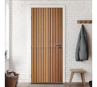 Vinilo Puerta Madera Vintage Vinilos para Puertas Rayas Geométricas Pegatina Puerta 3D Papel Pintado Puertas Autoadhesivo Mural Para Cocina de Baño Decorativos 90x200 cm A-0397