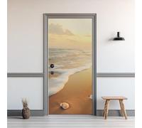 Vinilo Puerta Mar Vinilos para Puertas Playa Pegatina Puerta 3D Papel Pintado Puertas Autoadhesivo Mural Para Cocina de Baño Decorativos 90x210 cm A-0166
