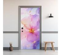 Vinilo Puerta Mármol Rosa Vinilos para Puertas Mármol Morado Pegatina Puerta 3D Papel Pintado Puertas Autoadhesivo Mural Para Cocina de Baño Decorativos 95x215 cm A-0223