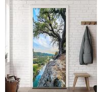 Vinilo Puerta Montaña Vinilos para Puertas Paisaje Natural Pegatina Puerta 3D Papel Pintado Puertas Autoadhesivo Mural Para Cocina de Baño Decorativos 90x200 cm A-0277