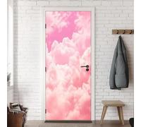 Vinilo Puerta Nubes Vinilos para Puertas Rosa Pegatina Puerta 3D Papel Pintado Puertas Autoadhesivo Mural Para Cocina de Baño Decorativos 95x215 cm A-0367