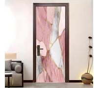 Vinilo Puerta Patrón de Mármol Vinilos para Puertas Rosa y Gris Pegatina Puerta 3D Papel Pintado Puertas Autoadhesivo Mural Para Cocina de Baño Decorativos 95x215 cm A-5016