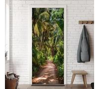 Vinilo Puerta Plantas Tropicales Vinilos para Puertas Bosque Pegatina Puerta 3D Papel Pintado Puertas Autoadhesivo Mural Para Cocina de Baño Decorativos 90x200 cm A-0285