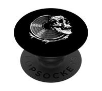 Vinilo Rock & Calavera: Vibes Vintage de Música Metal y Rock PopSockets PopGrip Adhesivo