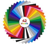 Vinilo Textil Termoadhesivo 42 Hojas: Ohuhu 30.5×25.4cm Vinilo Textil Imprimible para Cricut Exlpore Air 2 - Vinilo Textil Termoadhesivo fácil de cortar y destejer para DIY Camisetas Sombreros Cueros