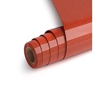 Vinilo Textil Termoadhesivo Brillo Rojo, HTV Vinilo Textil 30.5x182cm Vinilo de Transferencia de Calor con Purpurina para Cricut, Lámina para Plóter Textil para Camisetas (Rojo)
